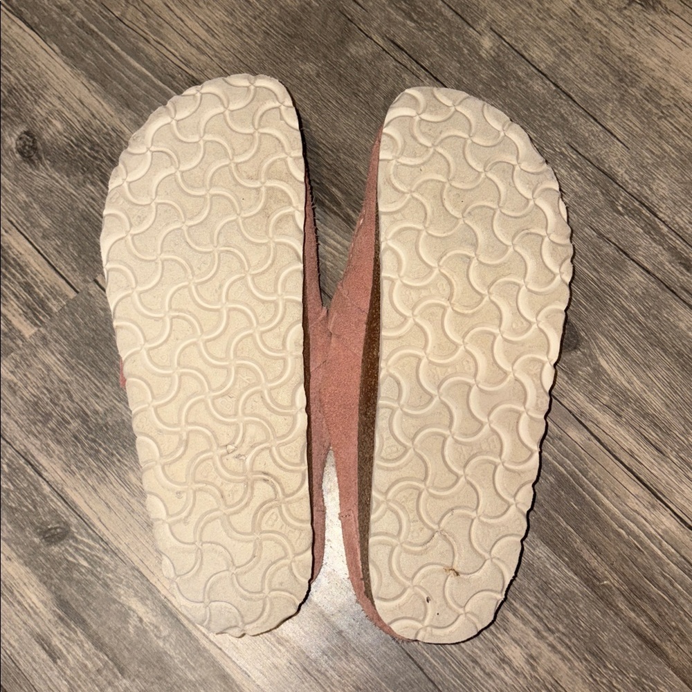 Birkenstock Pink Suede Clog Loafers with Buckle - Picture 9 of 9